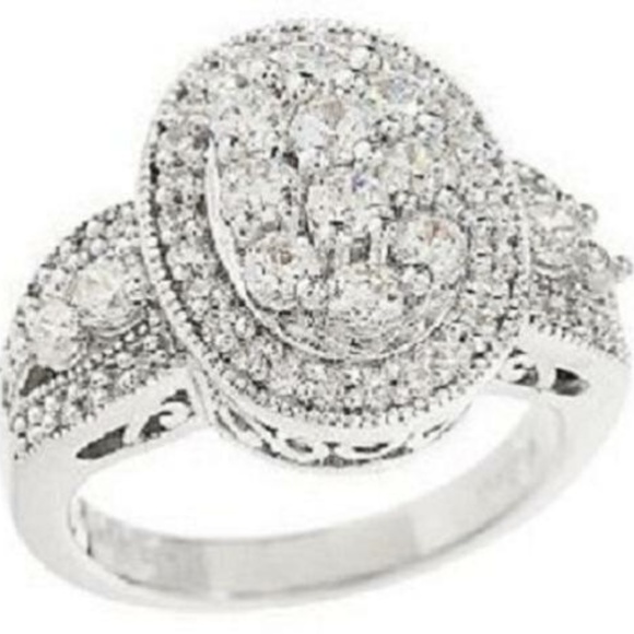 QVC 1.10ct Diamonique Sterling Silver Ring by IMENA Sz 8 NWOT - Picture 4 of 9